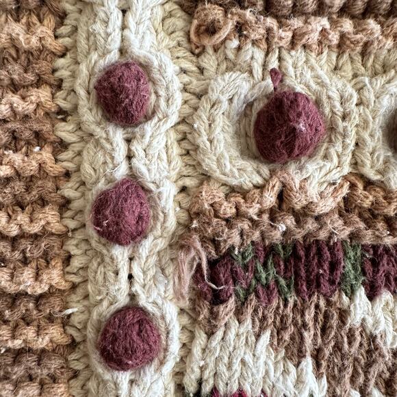 Jennifer & Company VTG 90s Hand Knit Cotton Blend Cottage Cabbage Rose Sweater L - Picture 9 of 10